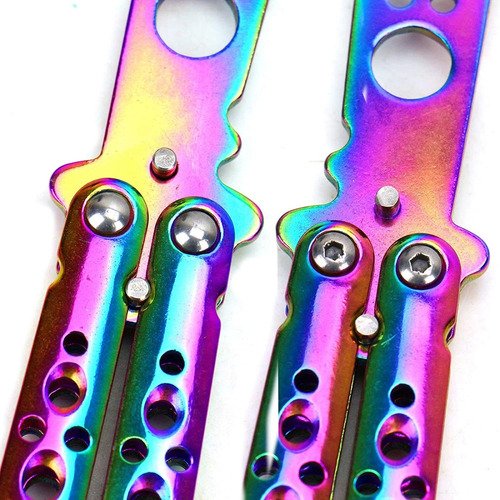 Aqueenly Cuchillo De Entrenamiento De Mariposa, Arcoiris, N