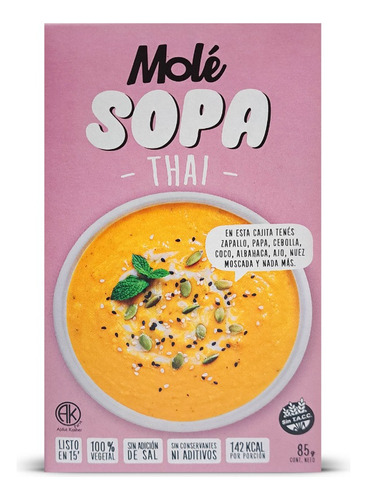 Sopa Thai Zapallo Papa Cebolla Mole Vegetal Sin Tacc 85g 