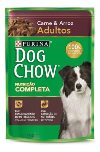 Dog Chow Sachê Cães Adultos Sabor Carne E Arroz 100g 15un