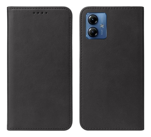 Funda Para Motorola Moto G14 Flip Cover Negro Antishock