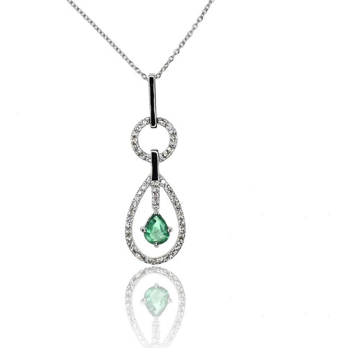 Pendant Colgante Esmeralda 53 Diamantes Con Cadena