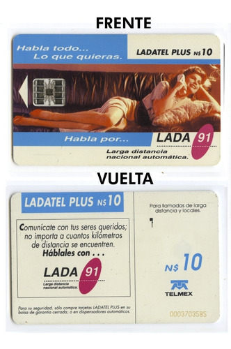 Tarjeta Ladatel Plus N$10 Habla Por Lada 91 Larga Distancia