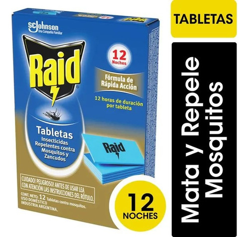 Raid Tabletas Repelente Anti Mosquitos 12 Unidades - 3 Cajas