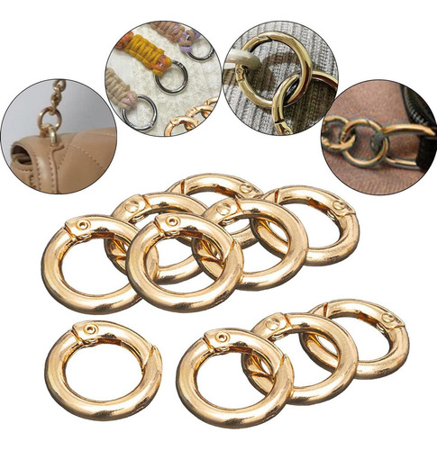 10x Ganchos De Presión De Resorte Redondos Metal Diy