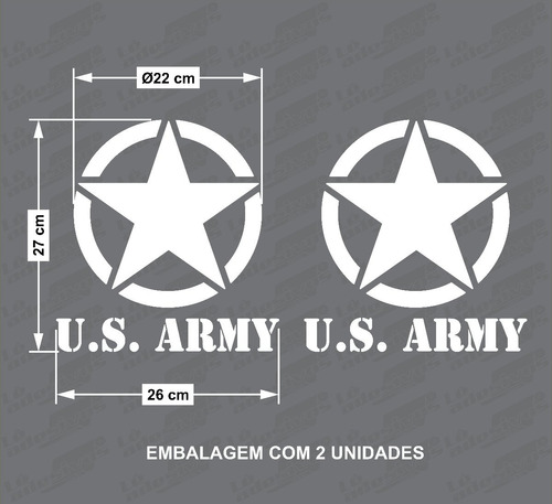 2 Adesivos Estrela Militar-us. Army Jeep/troller 26x27cm