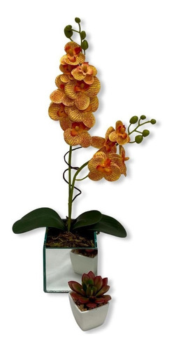 Arranjo De Orquídea Branca Com Vaso Espelhado Luxuoso | Parcelamento sem  juros