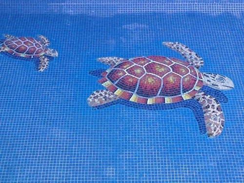 Imagen 6 de 6 de Mosaico Figura Tortuga Marina Roja Para Alberca De 80 Cms.