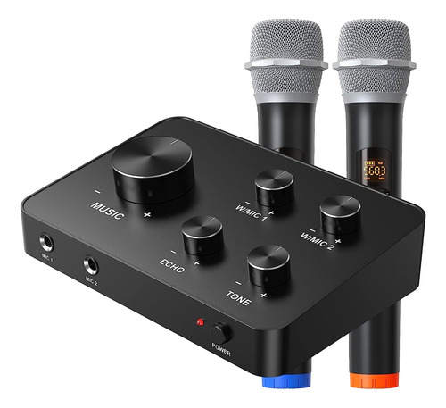 Set 2 Micrófonos Inalámbrico Mezclador Karaoke Smartv Hdmi