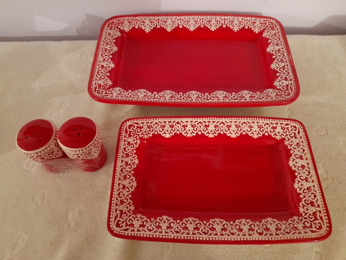 Set Bandejas  Ceramica Navideños Adorno