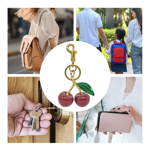 Llavero Cherry Car Para Mujer, Bonito Llavero De Metal Con F