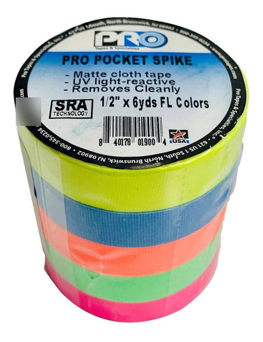 Cinta Gaffer Tape Spike 1/2 Pulgada X 5.5 Mt Protapes 5 Pack