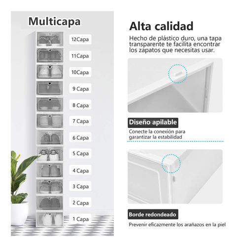 Pack 10 Zapateras Organizador De Zapatos Caja Apilables Color Blanco Blanco