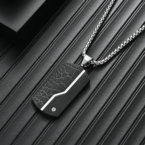 Collar Texturizado Militar Cristal Cocodrilo Ac Titanio C022