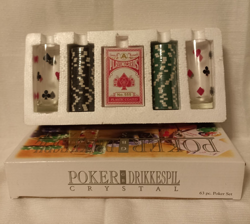 Juego De Poker Con 2 Vasos 60 Fichas Profesionales De Casino