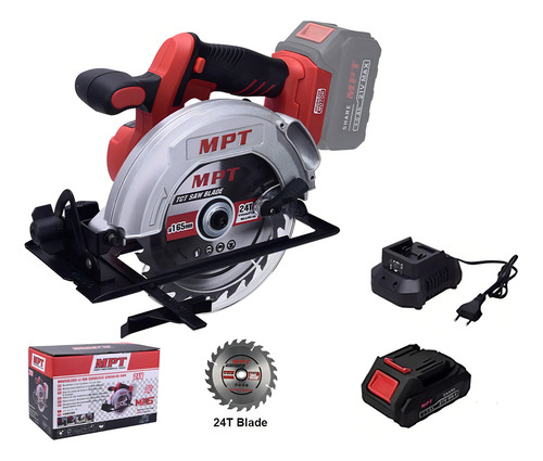 Sierra Circular 21v 6pul(165mm) Mpt Lic Alemana Sin Carbones Color Rojo