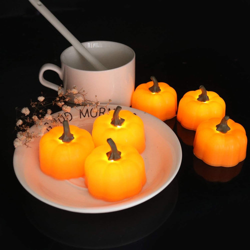 12 Paquete De Baterías De Calabaza Candelita Velas Pro...