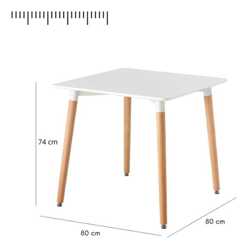 Mesa Eames Cuadrada Blanca 80 X 80 X 74