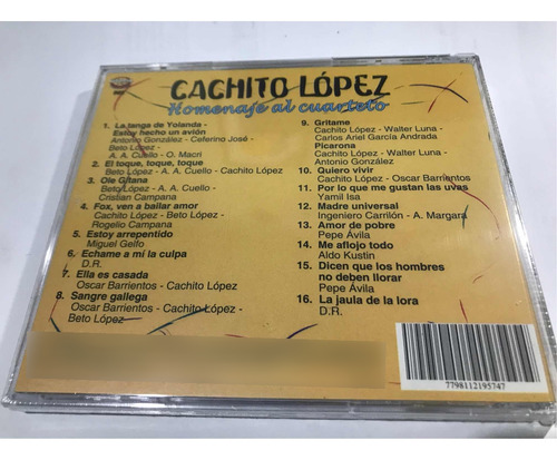Cachito López Homenaje Al Cuarteto Cd Nuevo Original Cerrado
