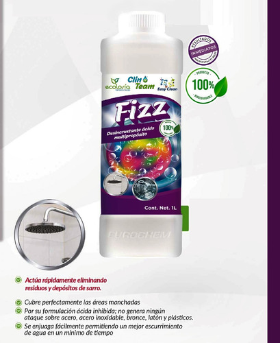 Fizz Sarricida, Limpiador, Desincrustante Ecolosía 3 Piezas