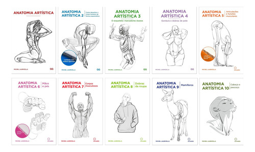 Kit Livro Anatomia Artistica 1-2-3-4-5-6-7-8-9-10 Full Michel Lauricella