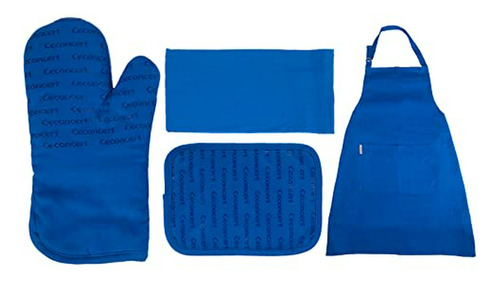 Set Guantes Aislantes, Delantal Y Paños De Cocina Azul