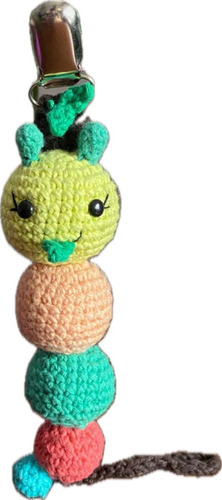 Portachupete Tejido A Crochet Personalizado Gusano Amigurumi