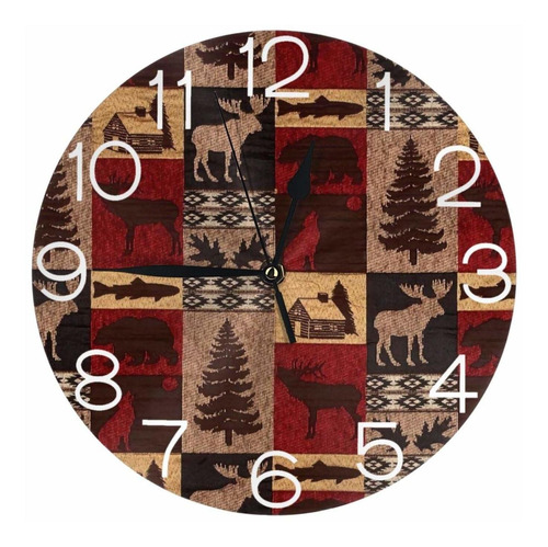 Rustic Lodge Bear Moose Deer Reloj De Pared Silencioso ...