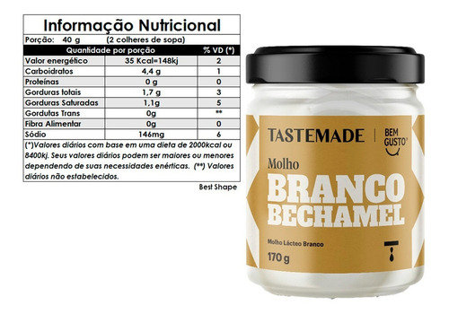 Molho Bechamel Tastemade Bem Gusto 170g