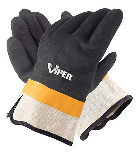 Galeton Viper Xl Double Coated Pvc Gloves Safety Cuff Bla...