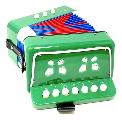 Acordeón Infantil Verde De Plástico Mini Pequeños Músicos