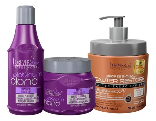 Kit Forever Liss Platinum Blond + Cauterização Capilar 500g