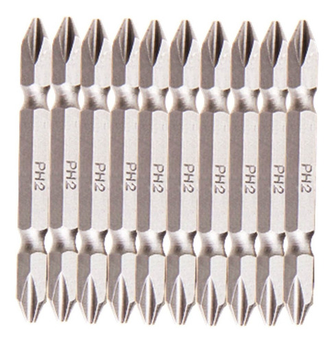 Kit De Bits Ponteiras 65mm Ph02 Duplo 10 Peças De Aço Cromo