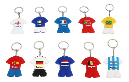 Chaveiro De Futebol De 10 Peças, Camisa Da Seleção Nacional