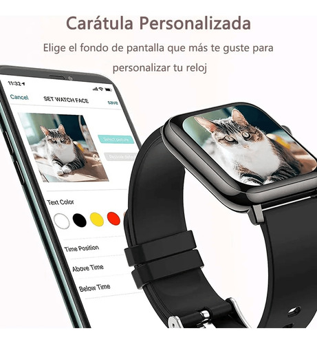 1.75'' Reloj Inteligente Mujeres Hombre Deportivo Llamada Bluetooth Color De La Correa Negro