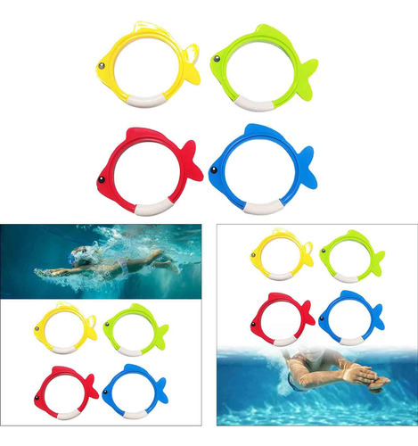4x Juguetes De Anillo De De Buceo, Juguetes De 19x16cm
