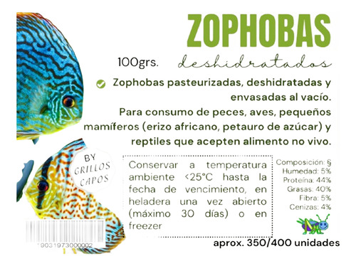 Alimento Para Aves: Zophobas Deshidratadas X 100grs
