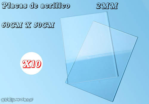 10 Placas De Acrílico Transparente 2mm 60 X 50 Cm Corte Láse