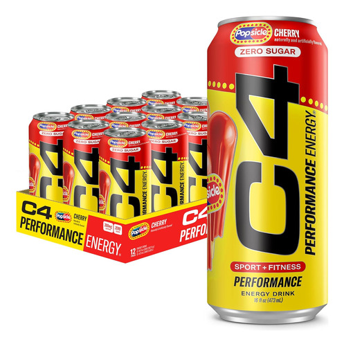 C4 Energy Drink X Cherry Popsicle, Bebida Carbonatada Sin Az