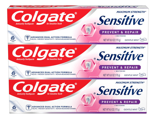 Pasta De Dientes Colgate Sensitive Whitening De 6 Onzas, Paq
