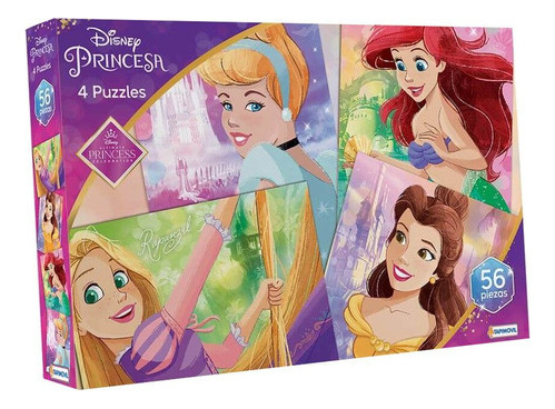 Puzzle X4 Princesas Disney 56 Piezas Tapimovil