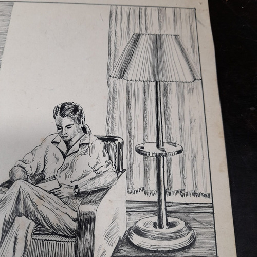 Imagem 7 de 9 de Pintura Desenho Nanquim Bico De Pena Datado 1953 Sem Moldura