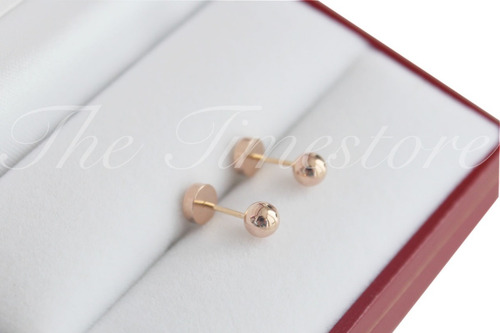 Par Aros Abridores Oro 18k Bolita Nº 4 (4mm) Con Estuche