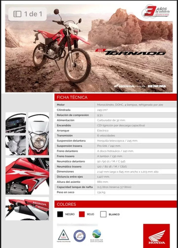 Honda Xr 250 Tornado Patentada $4.388.000