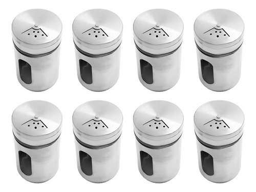 Set X 8 Especiero Con Dosificador Visor Acero Inox.  Unidad