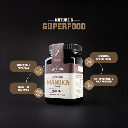 Miel De Manuka Cruda Golden Fern 500g Mgo 100+ Nueva Zelanda