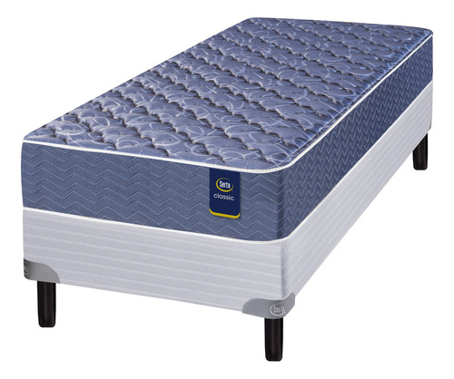 Sommier Y Colchon 1 Plaza (080x190) Serta Owen Resorte Color Gris