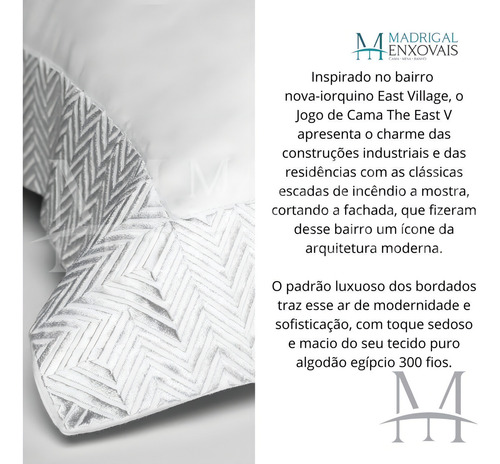 Jogo Cama Queen 300 Fios By The Bed The East 04 Peças Branco Desenho Do Tecido Liso