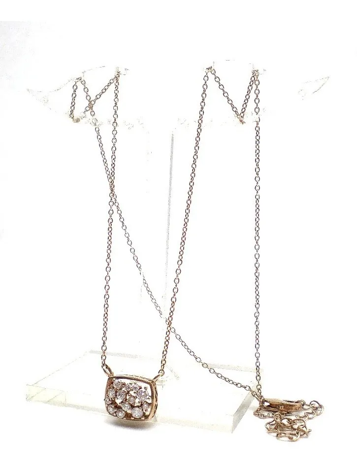 Cadena Y Dije De Plata 925 -oro Y Zafiros Blancos