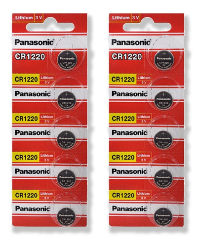 10 Pilhas Baterias Cr1220 3v Panasonic 02 Cartelas