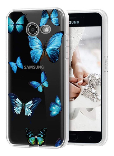 Funda Para Samsung Galaxy J7, Transparente/mariposa/flexi...